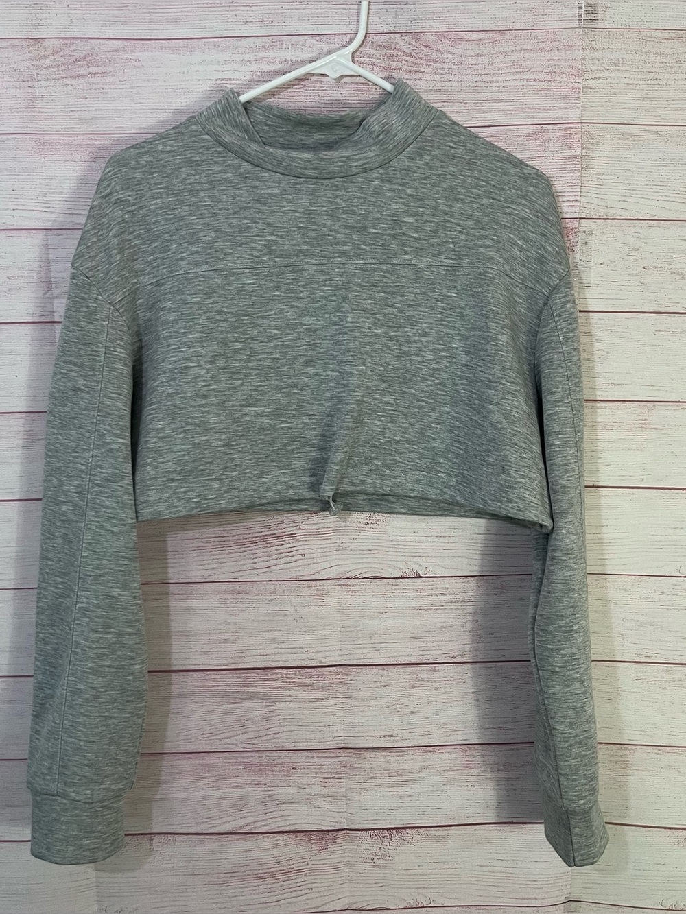 Princess Polly Gray Cropped Long Sleeve Drawstring Sweatshirt Size 4